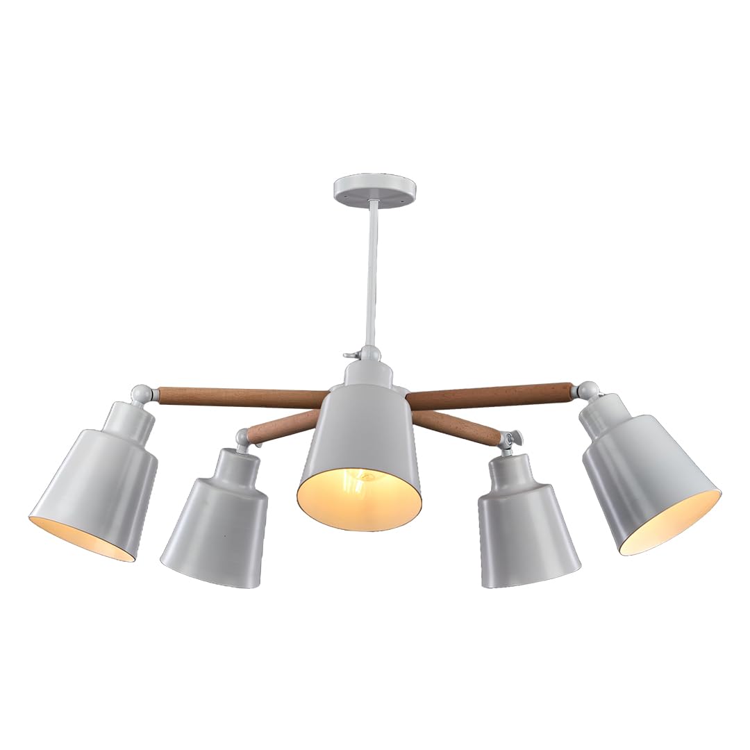 Nagafa Shop MW111 Modern 5 Bulbs Chandelier with Fan, White