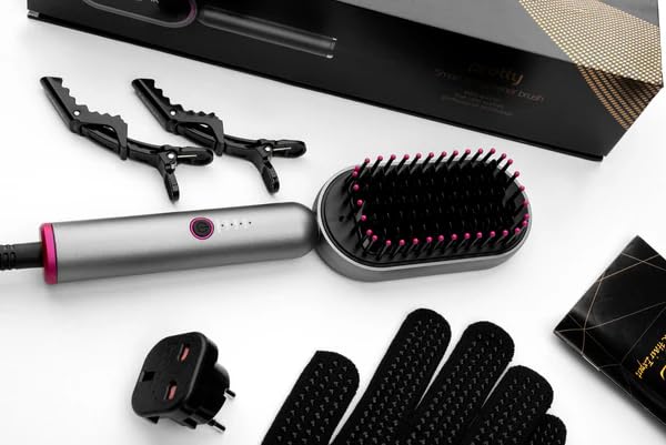 T-EB Hair Heat Brush - Pretty Super Ergonomic Design for Protein Treatments and Hair Styling