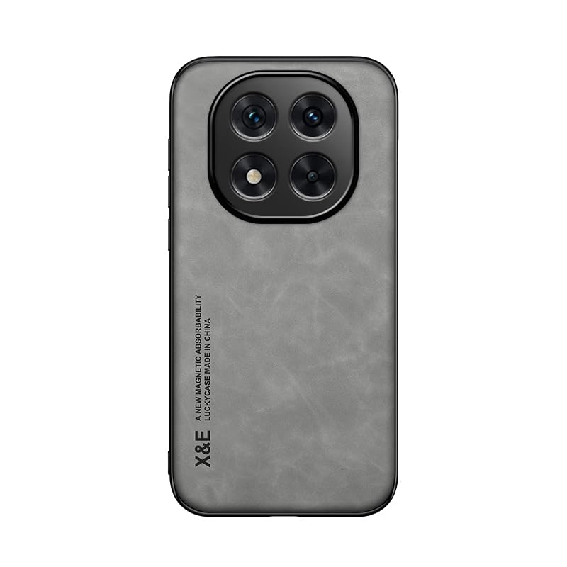 FASCINATION Phone case compatible with Redmi note 14 pro plus 5G (14 pro+) Skin Feel Magnetic premium pu Leather and slim soft protective Back Phone (Gray)