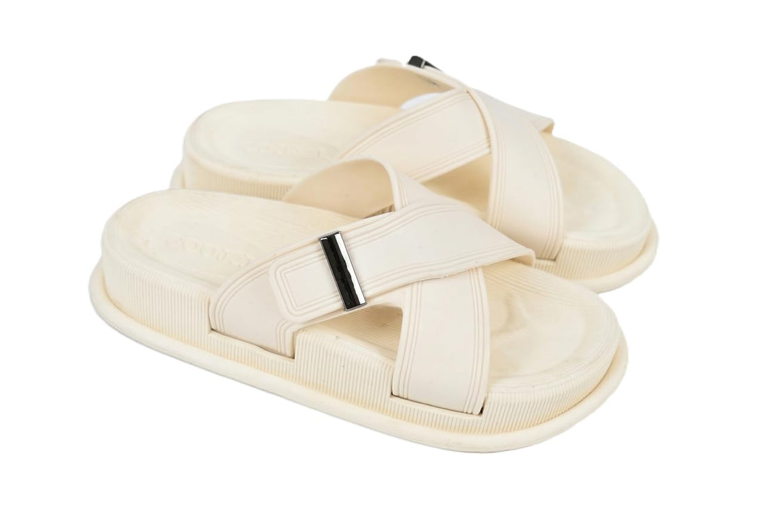 Project Z Women's "Queen" Slippers - Modern X-Strap Design with Metal Buckle, Comfortable Medical Sole Slipper, Super Flexible EVA Material, Perfect for Summer, Home and Daily Use, Sizes (37-41)