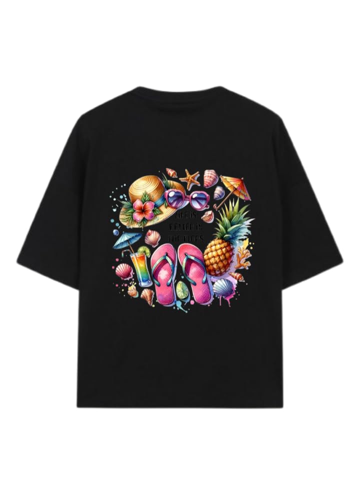 Sammer Vbes T-shirt Black Back LIFE IS BETTER IN FLIP FLOPS 44