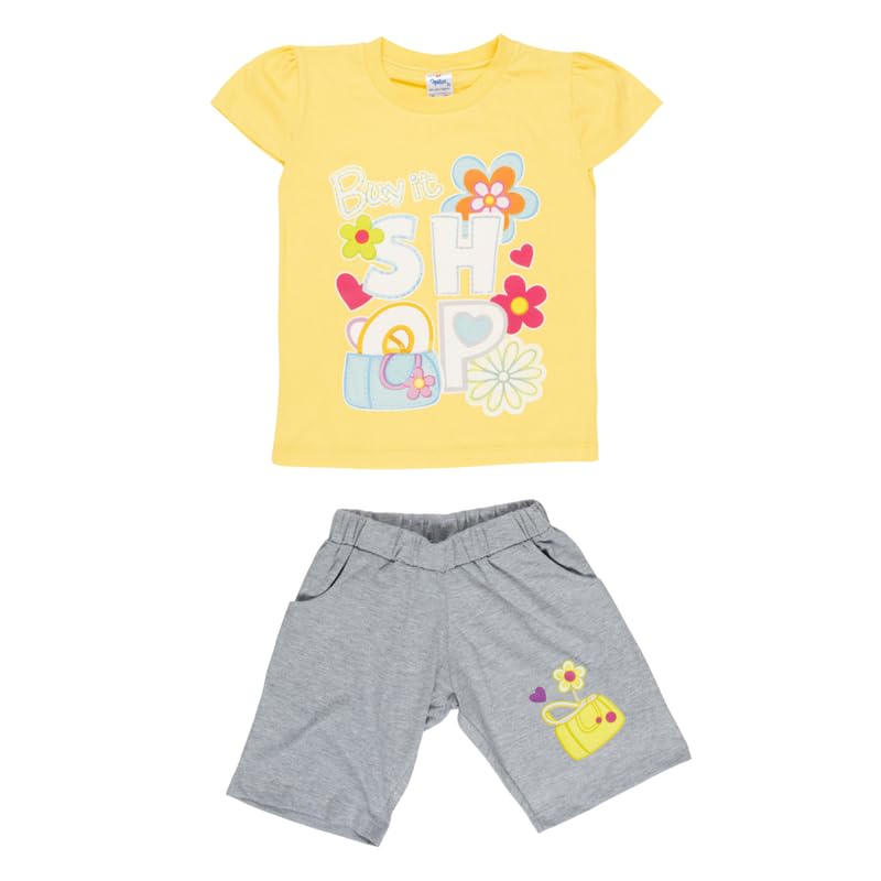 Papillon Girls Pajama Half Sleeves T-shirt&Short Printed Flowers Pajama Set (pack of 1)