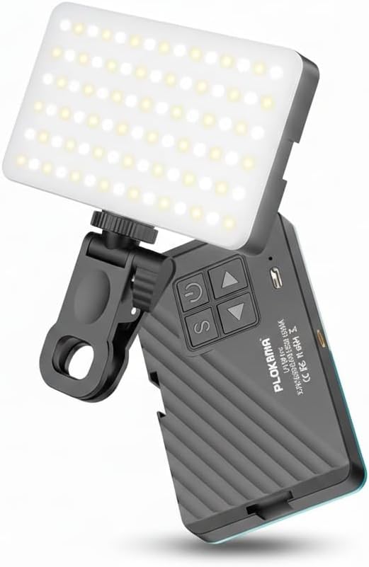 Portable LED Video Light - Comes with Adjustable Color Temperature and Built-in Clip Compatible with Mobile, Laptop, Tablet - Very Suitable for Content Making, Online Meetings and More Uses