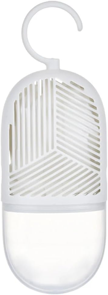 Reusable Hanging Dehumidifier with Hook and Water Collector – 360° Ventilation Moisture Proof & Mildew Proof Pack for Closets and Bathrooms – Moisture Absorber Bag for Clothes and Indoor Rooms (White)