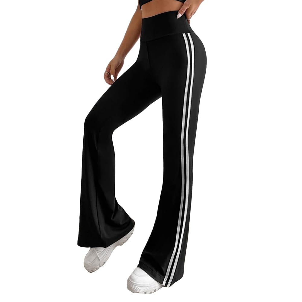 Sport Leggings Pants – Flared Leg – Side Stripe