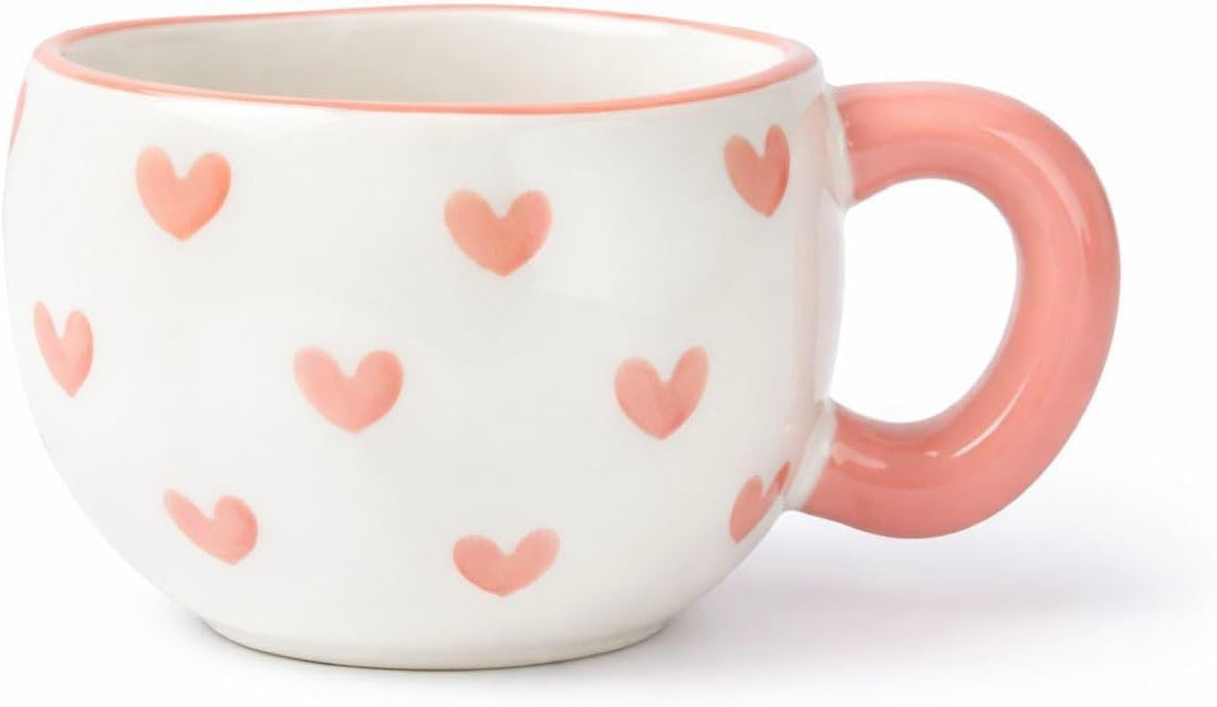Ceramic Print Mug, White with Coloured Handle, Round Shape, Coffee Tea Cup, Valentine Gift (1)