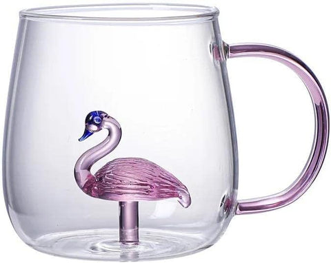 Novelty Glass Mug 400ml with 3D Animal Decoration, Clear Heat Resistant Coffee Cup, Stylish Tea Glass for Hot and Cold Beverages, Decorative Kitchen Drinkware