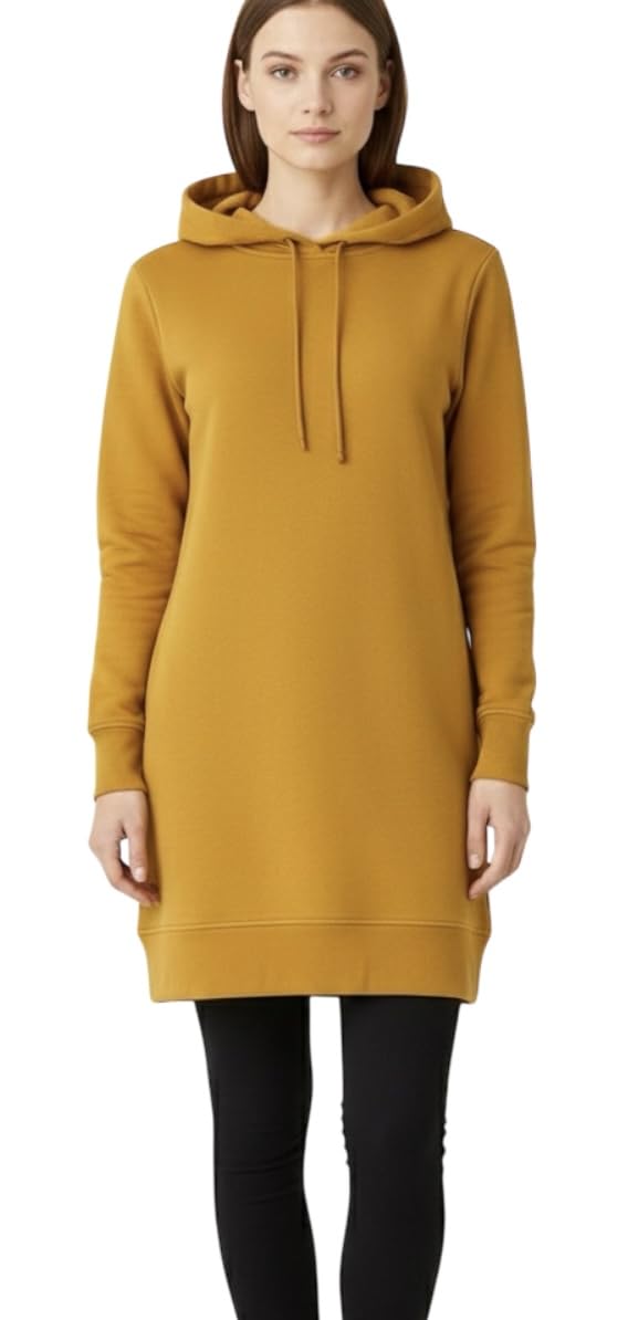 Women's Hooded Sweatshirt, Mustard Yellow, Long Sleeve Pullover, Size M