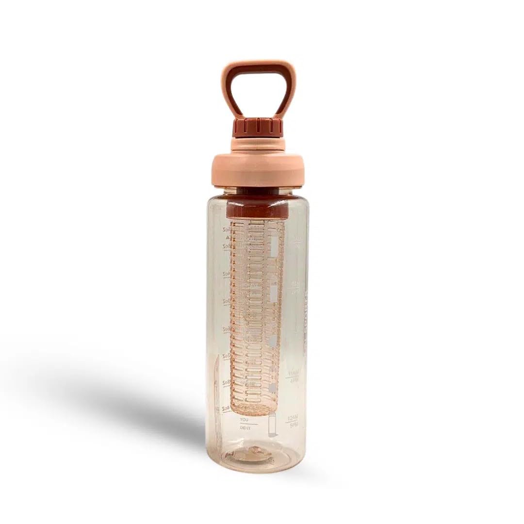 Graduated Detox Water Bottle with Infuser Chamber 1000ml-Pink Color