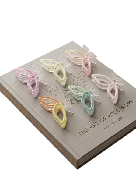 Butterfly Hair Claw Clips, Pastel Multicolour, Set of 3, Acrylic, Cute Style-M14