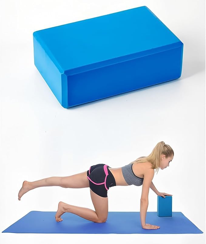 Yoga Block Set for All Levels, Eco-Friendly EVA Foam Blocks for Stretching, Balance and Alignment, 2 Pieces, blue