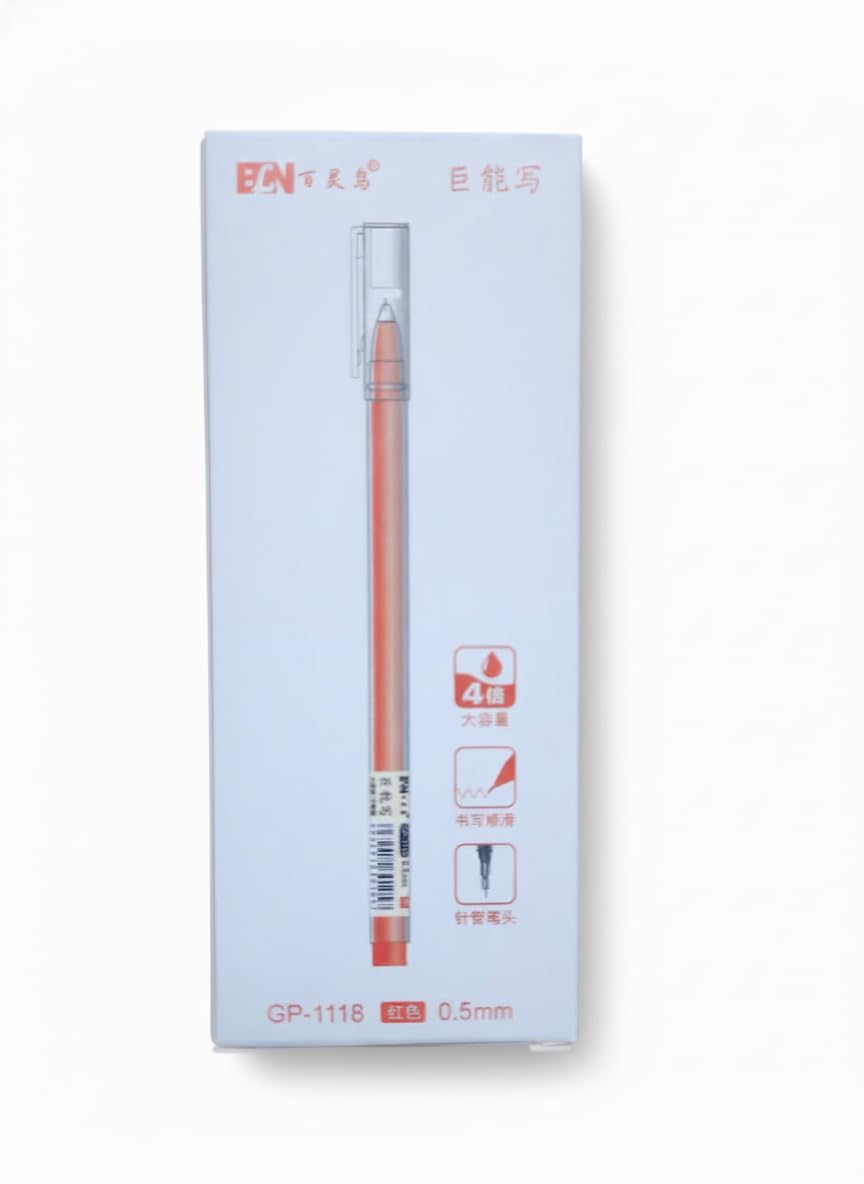 Smooth-Flow 0.5mm Gel Ink Pens – Quick-Drying, Smudge-Free Writing – Pack of 12 for Office, School & Daily Use (Red)