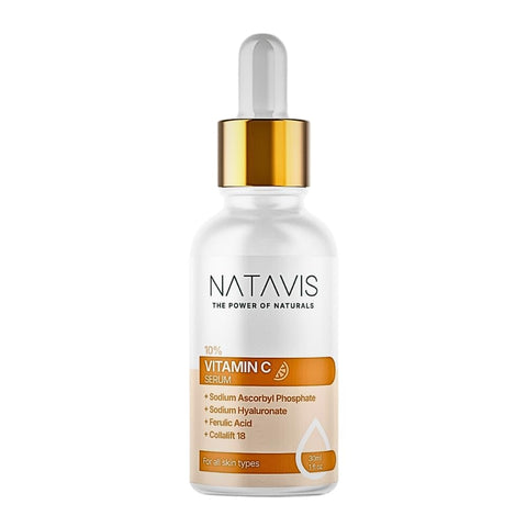 Natavis Vitamin C Serum – 30 ml - Ferulic Acid – Niacinamide - Aloe Vera - Hyaluronic Acid - Brightens Skin - Anti-Aging Power - Skin Strengthening - Hydration & Nourishment - Antioxidant Protection