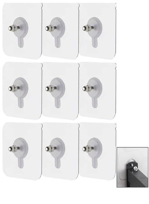 10 pcs Heavy Duty Wall Hooks Self Adhesive Hook Strong Nail Transparent Screw Holder Self Sticking Wall Hooks for Bathroom Kitchen Hanging Ceiling Screw Net Length 8mm