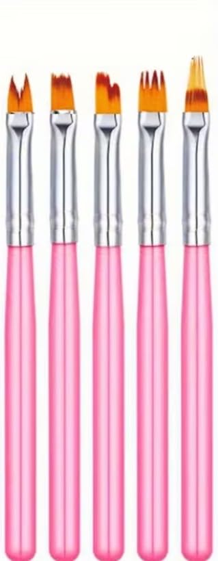 Nail Art French Pen 8PCS, Manicure Brush, 5Pcs Nail Art Brushes Tool, Different Sizes And Shape, Suitable For Professional Salon And Diy Use-PINK