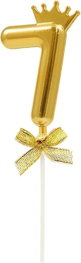 Gold Number Birthday Cake Decoration Set with Crown Cake Decoration Unique and Attractive Cake Decoration (Number 7)