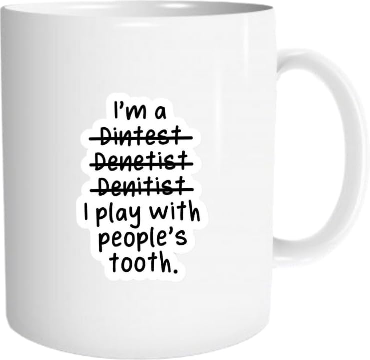 I'm a Dentist Mug w ith assorted print, white ceramic