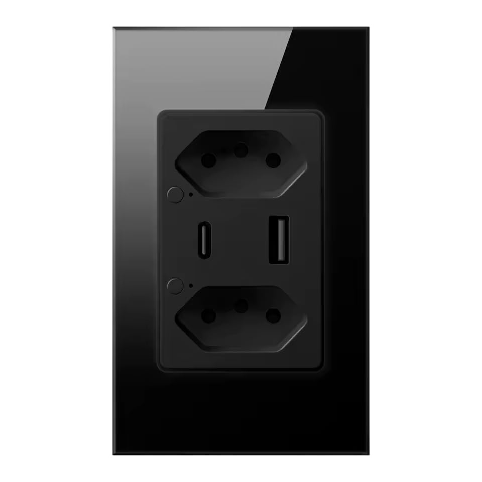 Smart Wall Double Socket Plug Wifi with USB Type C and Type A from Avatto Works with Tuya/Smartlife Support Alexa and Google Home - Black
