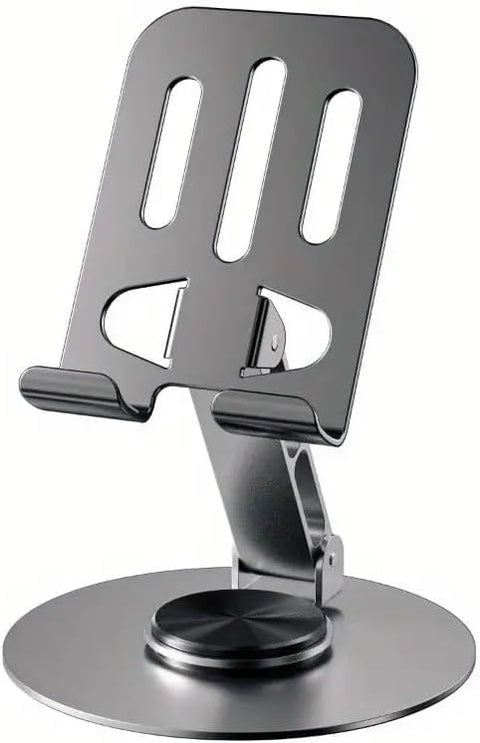 Phone Holder for Desk Photography Aluminum Metal Stable Foldable Mobile Phone Holder 720 Degree Rotation Portable Girl and Man Compatible with All iPhone Samsung Phone (Purple or Black)