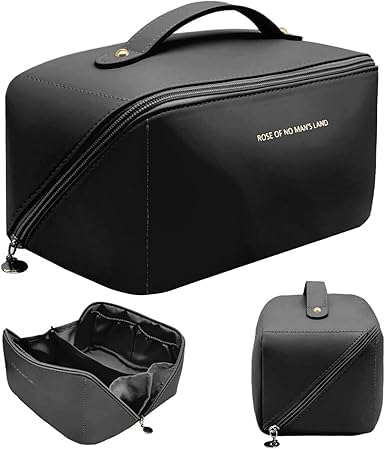 Leather Cosmetic Bag for Women(Black)