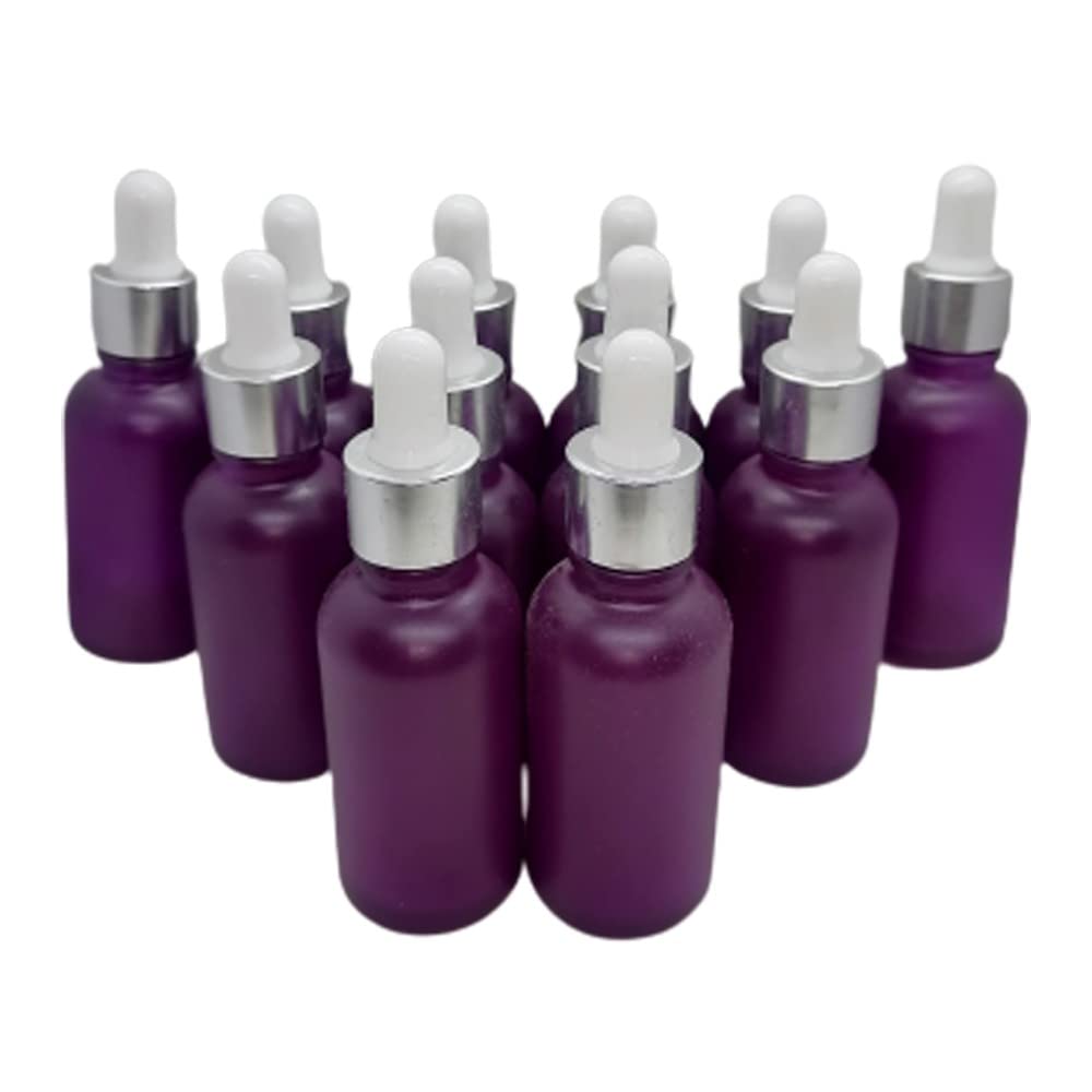 Violet Glass Dropper with Silver Lid 30ml with Sealant (Dropper, 12)