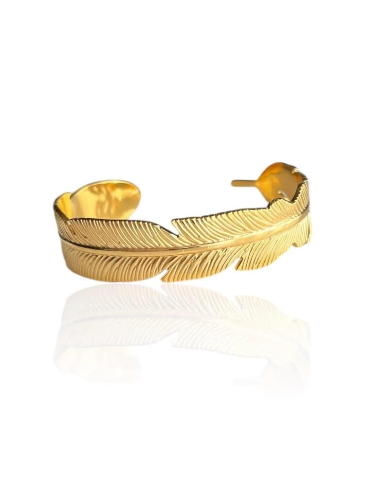 Bracelet Inspired By Bird Feathers Reminding You Of The Presence Of Angels In Your Life And Offering A Sense Of Comfort And Inspiration. Stainless Steel 18k Gold Plated Mother's Day Adjustable
