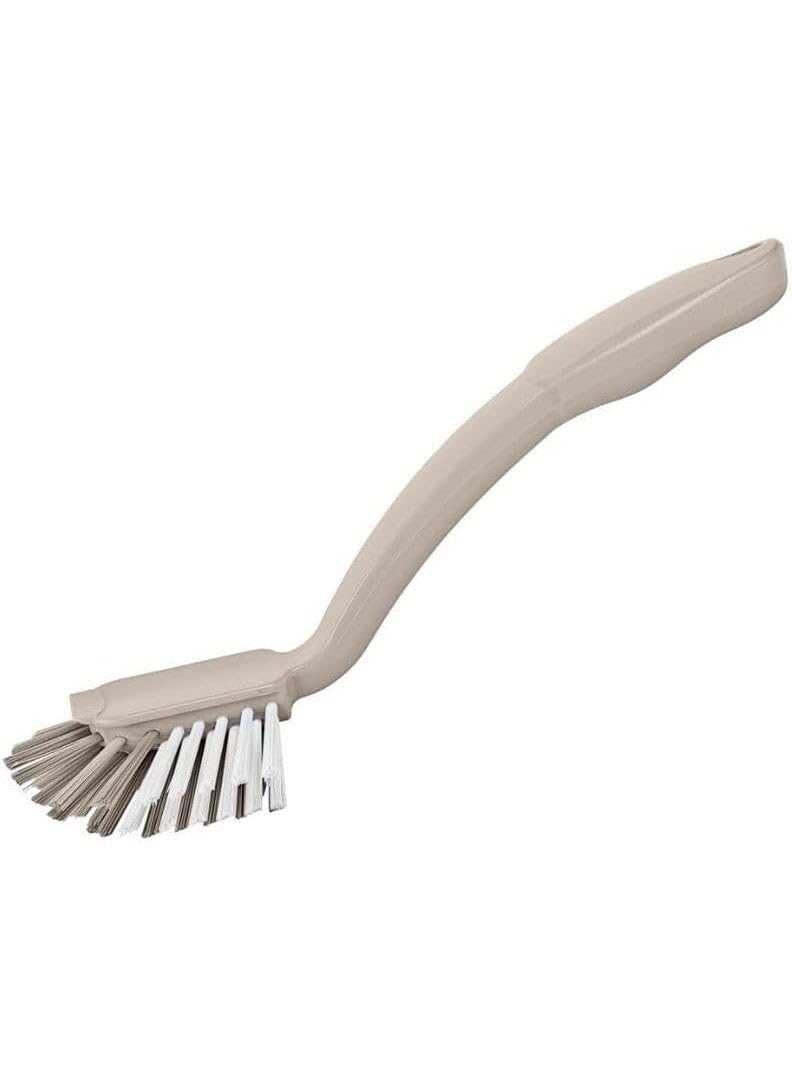 CURVE LUX Sink Brush With Angled Ergonomic Handle And Strong Dual Color Bristles Heavy Duty Kitchen Cleaning Brush For Sinks Dishes And Tiles 5.9 x 7 x 25.5 cm (Beige)
