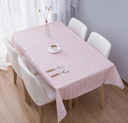 Vinyl Tablecloth Rectangle PVC Waterproof Washable Table Cloth for Dinner/Party/Holiday/Indoor/Outdoor (Pink, 183 x 137cm)