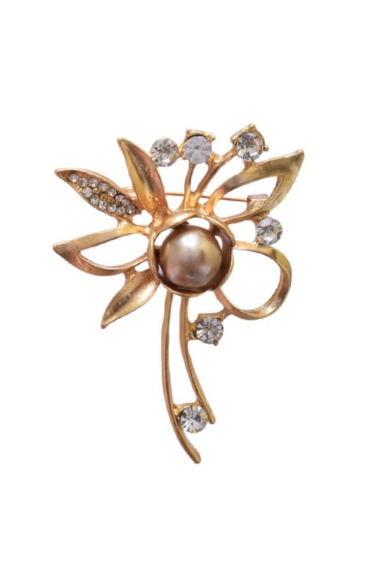 Brioche pin for suit, stainless steel, in the shape of a rose with lobes - gold 3