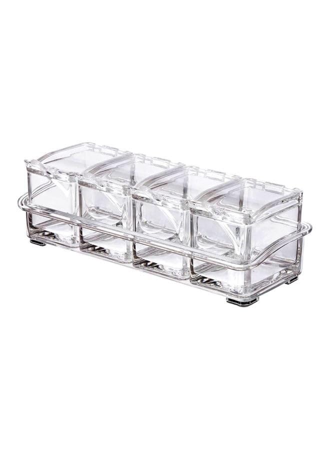 4-Piece Acrylic Spice Jar Set Clear 10x4x3inch