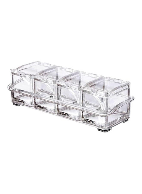 4-Piece Acrylic Spice Jar Set Clear 10x4x3inch