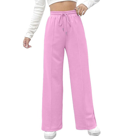 Sport Sweatpants Wide Leg With Line – High Waist - Side Pockets Drawstring Pants Women Sports wear