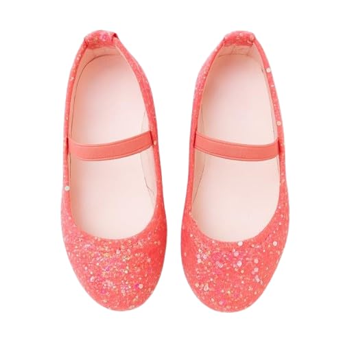Katee Girls' Glitter Ballet Flats, Pink Sparkle Mary Jane Shoes (Pink, 32)