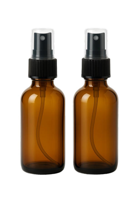 2 Oz Pack of 2 Glass Spray Bottles-Use to Store for Essential Oils, Perfumes,Face Mist, Fragrances, Water Size, Amber Glass Spray