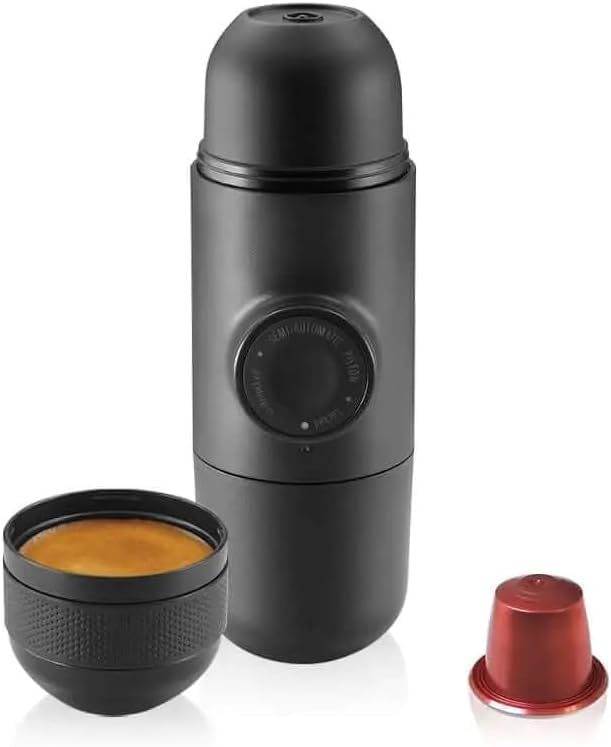 Portable Espresso Machine, Semi-Automatic Espresso Machine, Black, 7.8 x 2.36 Inch for Travel Camping