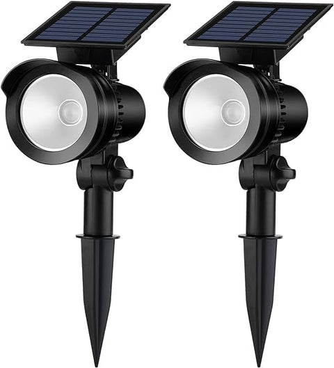 Yellow Solar Spot Lights Outdoor - Waterproof Solar Garden Lights, Adjustable Landscape Spotlights, Solar Powered Lights with On/Off (2 Pack)