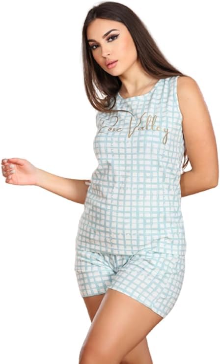 9Street Corner Women's Girls Soft Cotton Plaid Top Shorts Pajamas P1018