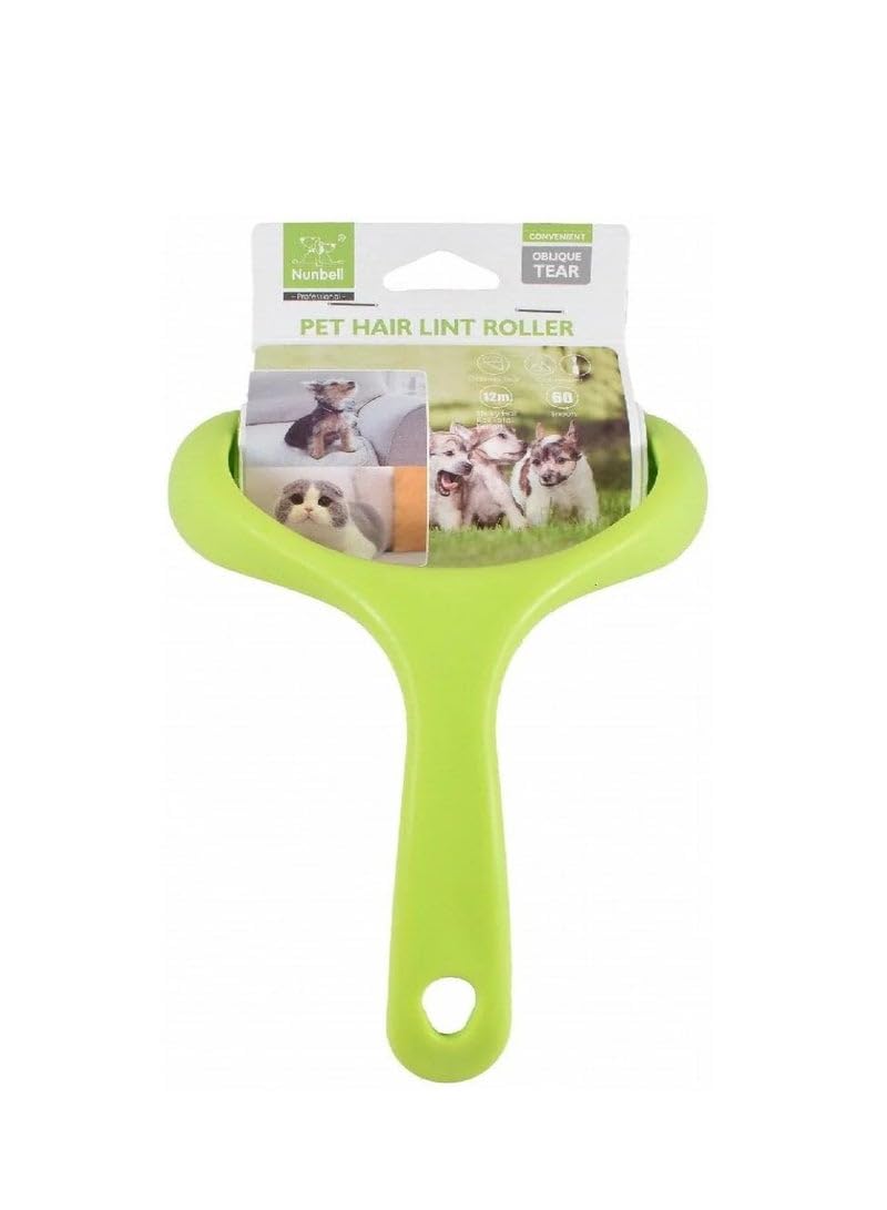 WauDog Nunbell Pet Hair Lint Roller â€“ Green 12m Roller with 60 Strong Sticky Sheets â€“ Pet Hair, Lint & Dust Remover for Clothes, Furniture, Bedding, and Car