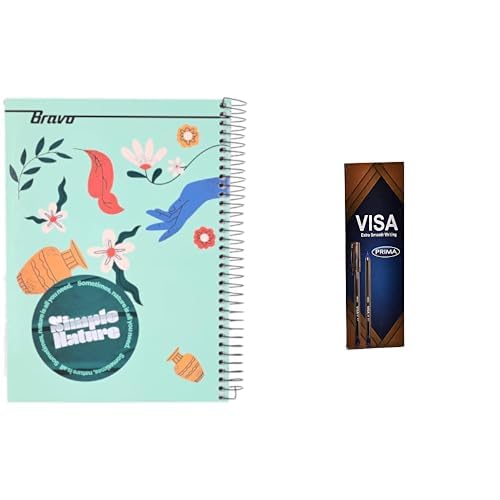Bravo Stationery Bundle: A4 Hardcover Notebook 145 Sheets + Prima Visa Ballpoint Pen Blue 10-Pack