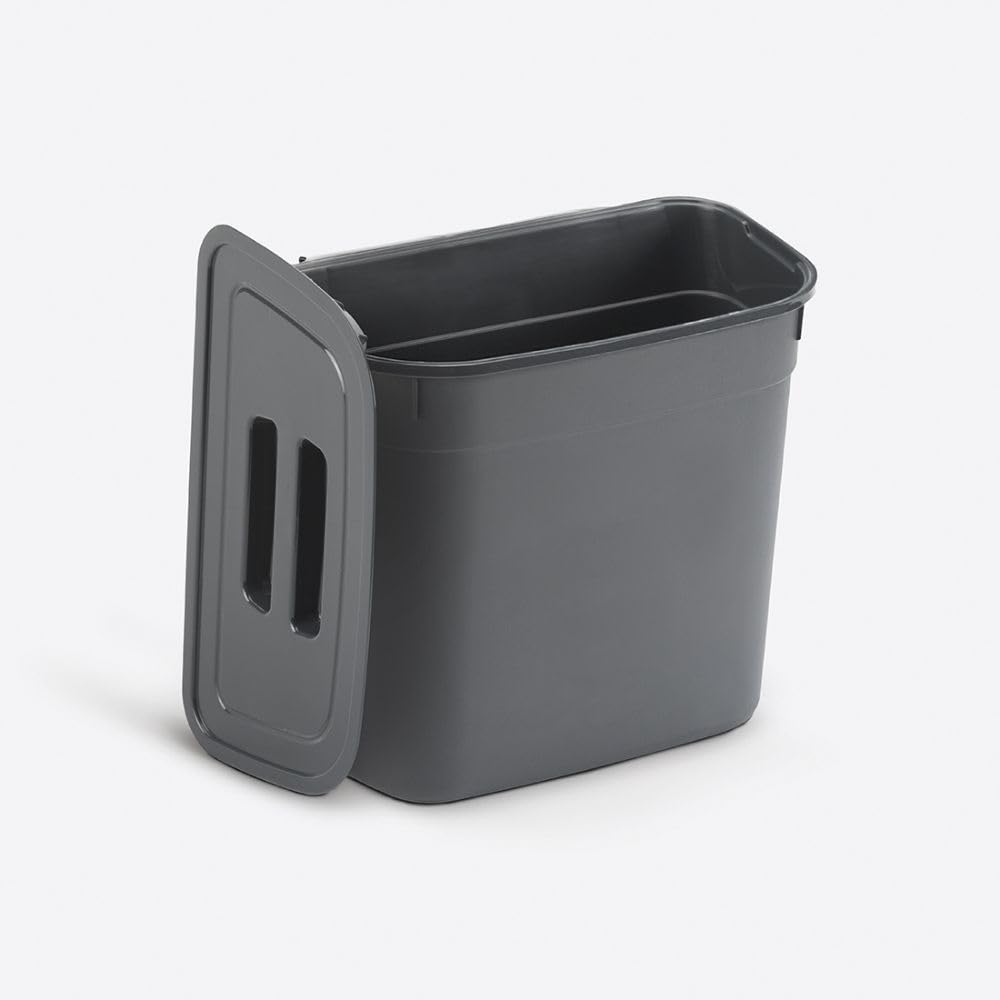 Hanging Bucket With Lid, Plastic Kitchen Basket Cabinet Door Classification, under Kitchen Sink Trash Bin Organizer. (Grey)