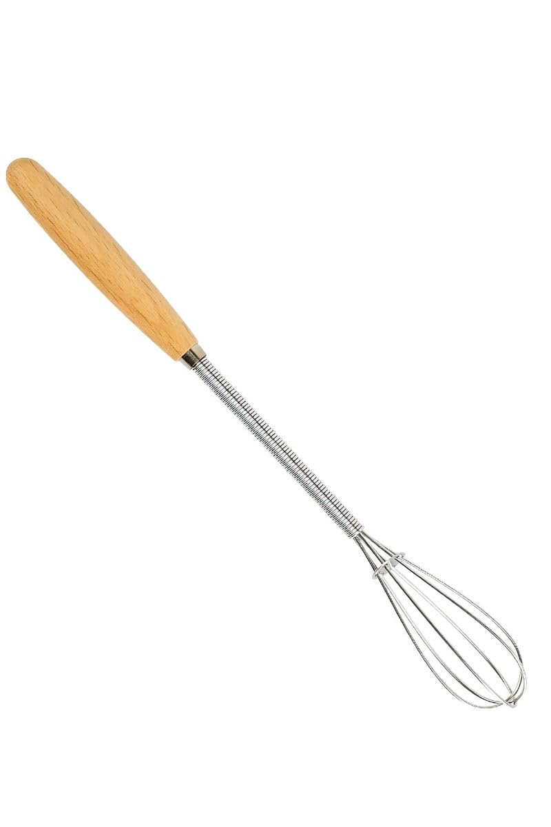 Plan A 20cm Stainless Steel Mini Hand Whisk with Stylish Wooden Handle, Perfect for Whisking Eggs, Mixing Ingredients and Sauces in Kitchen Easily