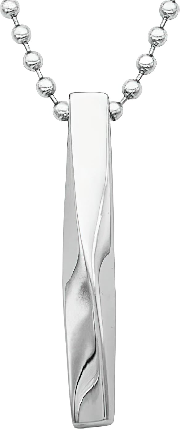 3D Twisted Cuboid Vertical Bar/Stick Stainless Steel Locket Pendant Necklace for Boys and Men