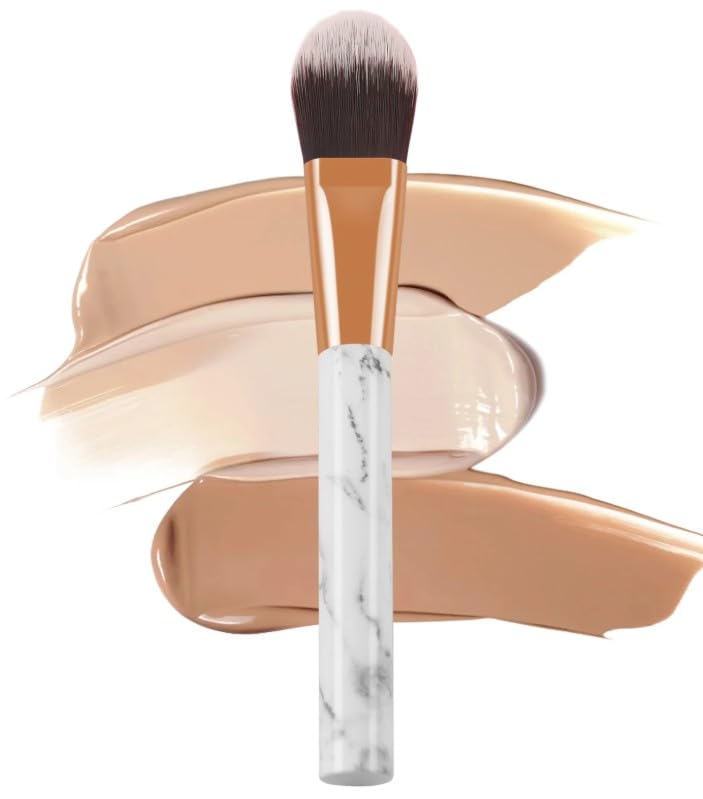 Makeup Brush Marbling Portable Long Lifespan Safe Soft Cosmetics Tools Aluminum Tube BB Cream Foundation Brush for Female-1pc