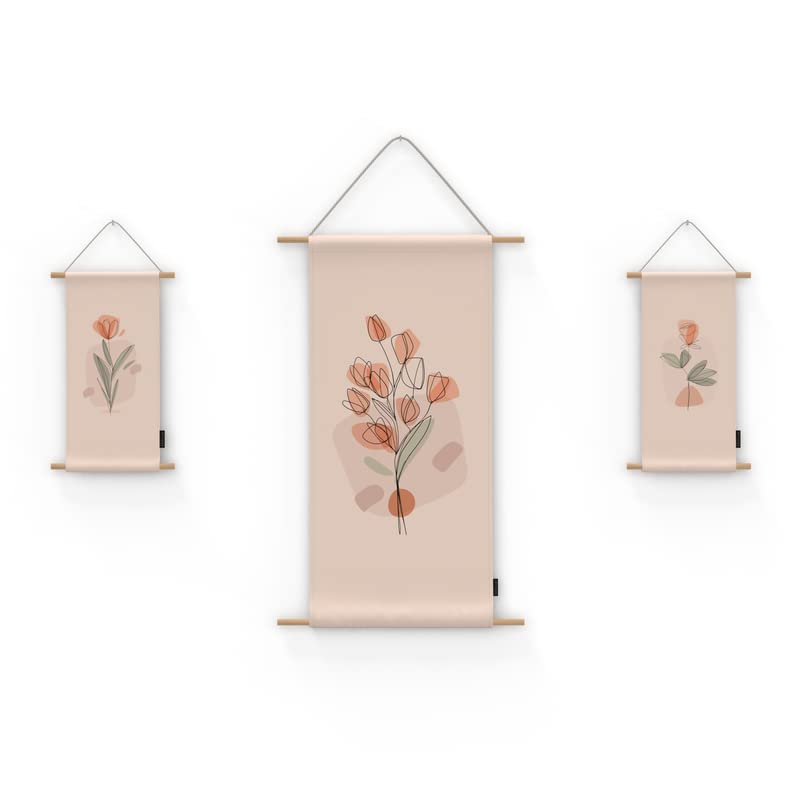 ART MOOD HOME Floro Fabric Poster 1 Large Poster Size 90x44 cm 2 Small Posters Size 42x22 cm Multi Colors