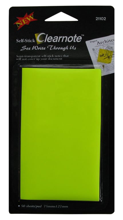 Clearnote Sticky Note 50-Sheets, 75 mm x 51 mm Size, Yellow