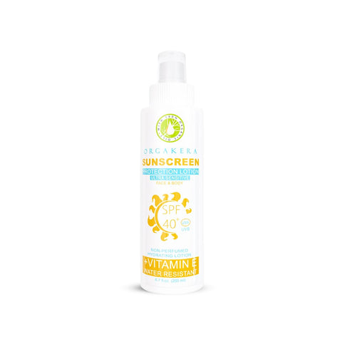 Orgakera Sunscreen Lotion Face & Body SPF 40 – Broad Spectrum UVA UVB Protection for Sensitive Skin, Lightweight Non-Greasy Sunscreen 200ml
