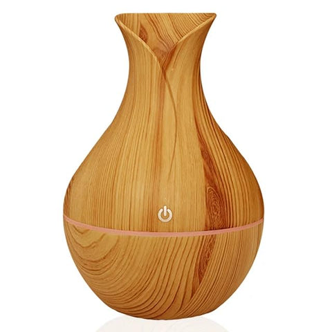 Aroma Essential Oil Diffuser, 130ml Ultrasonic Cool Mist Humidifier Aromatherapy with 7 Soothing Colors LED for Home, Yoga, Office, Spa, Bedroom, Baby Room Light & Dark Wood Color (Light Wood Grain)