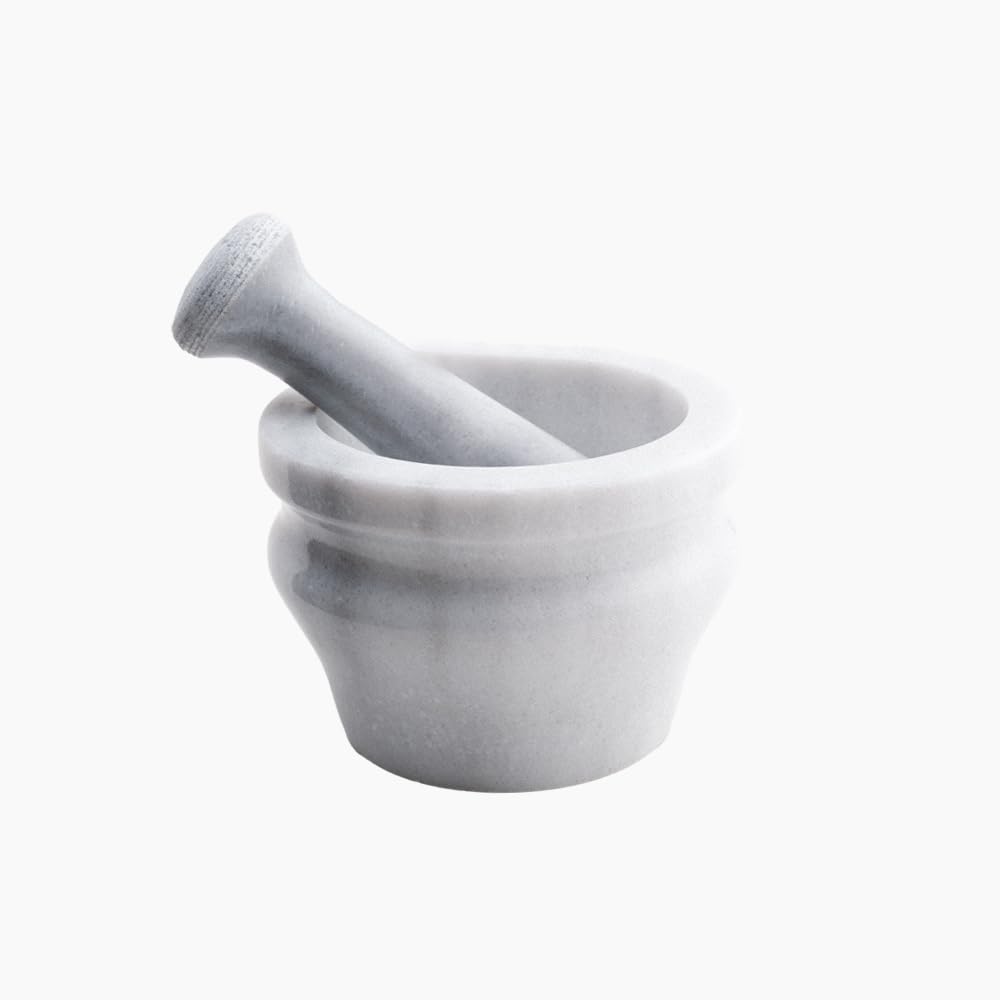 White Turkish Marble Mortar, 13 cm