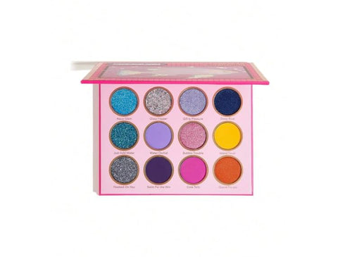 12 Colors Eyeshadow Palette, Matte Shimmer Multi-Color Palette Makeup Palette with Blue Silver Purple Orange Shades