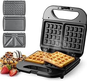 7-in-1 Multi-Meal Maker | Sandwich Maker Multi-Interchangeable Interface for Sandwich, Waffle & More | Fast Heating & Cooking for All Snacks | HMA1042